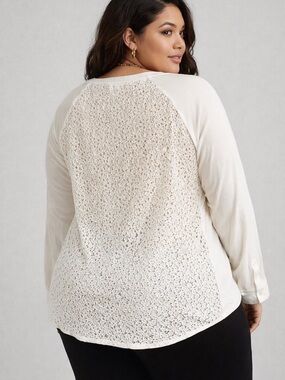 😍SHOW SPECIAL - JOE FRESH White Long Sleeve Top Lace Back Plus size XL